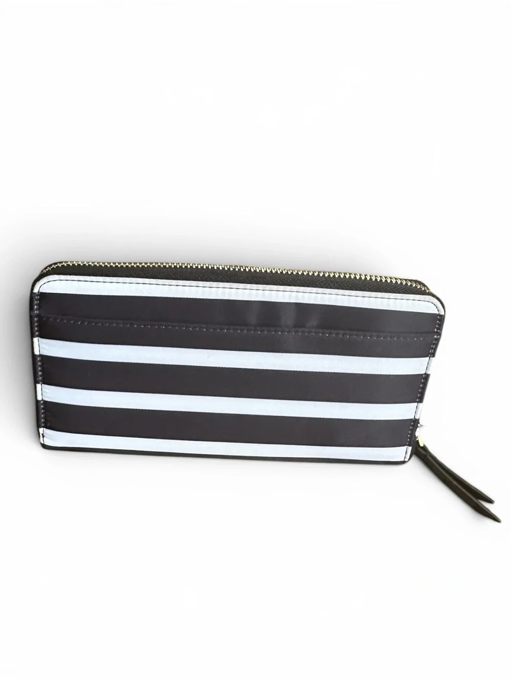 Kate Spade Black White Striped Zip Around Wallet Continental Wallet